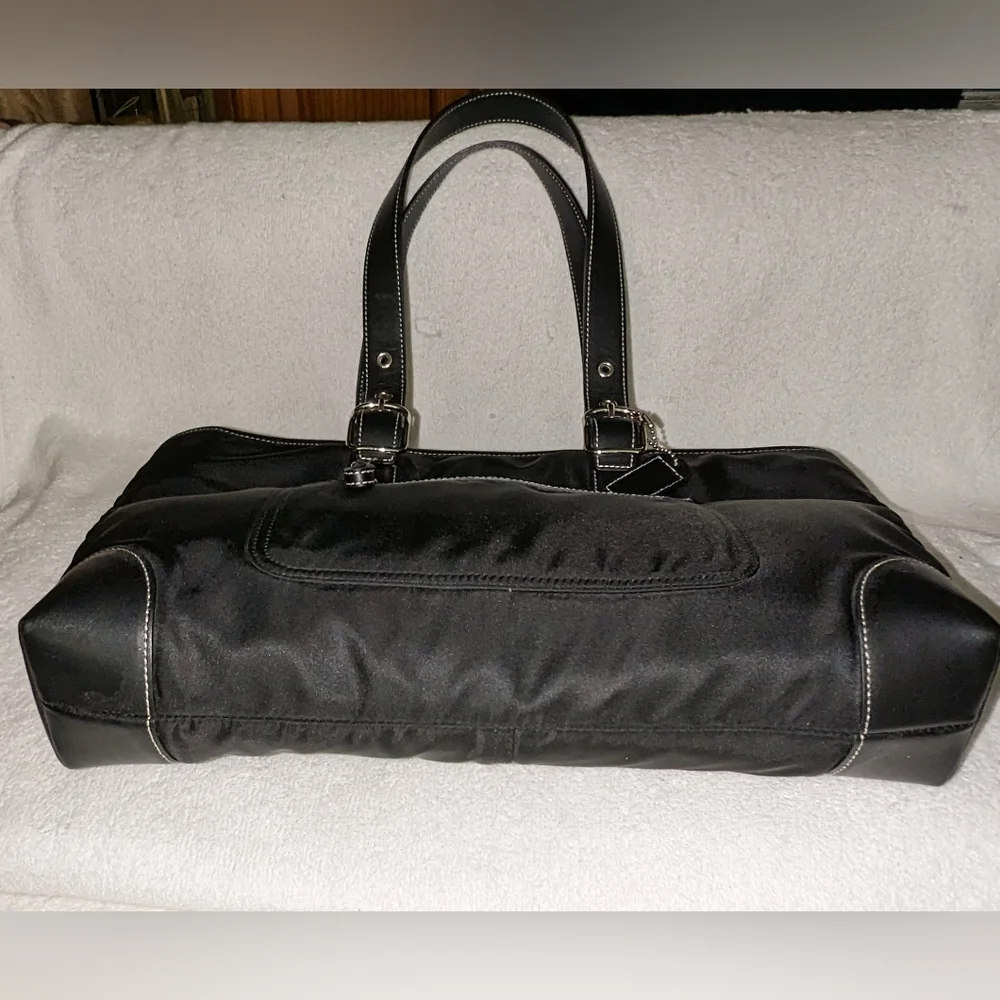 Vintage Coach black nylon tote .4450